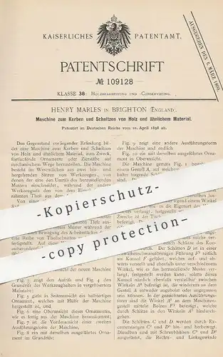 original Patent - Henry Marles , Brighton , England , 1898 , Maschine zum Kerben und Schnitzen von Holz | Tischler !!