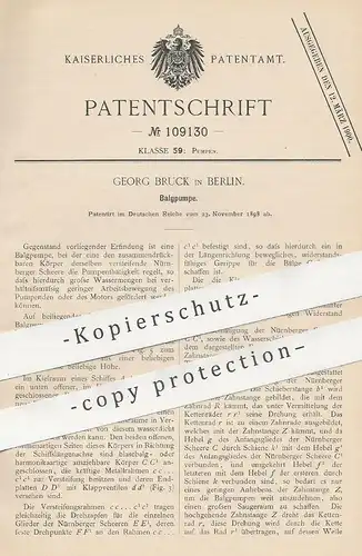 original Patent - Georg Bruck , Berlin , 1898 , Balgpumpe | Pumpe , Pumpen , Luftpumpe | Nürnberger Schere !!