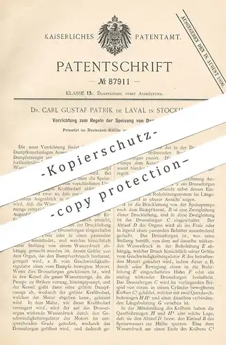 original Patent - Dr. Carl Gustaf Patrik de Laval , Stockholm , Schweden , 1895 , Regeln der Speisung der Dampfkessel !!