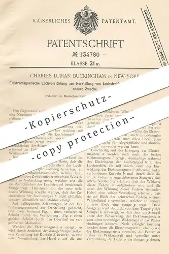 original Patent - Charles Luman Buckingham , New York , 1900 , Lochstreifen für Telegraphie | Telegraph | Elektromagnet