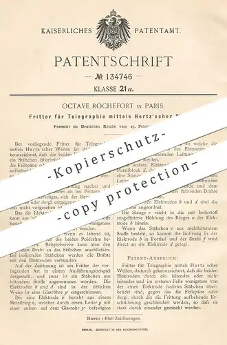 original Patent - Octave Rochefort , Paris , Frankreich , 1901 , Fritter für Telegraphie mittels Hertz - Wellen | Strom