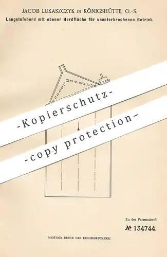 original Patent - Jacob Lukaszczyk , Königshütte , 1901 , Langstoßherd | Herd , Herd , Ofen , Öfen , Ofenbauer !!!