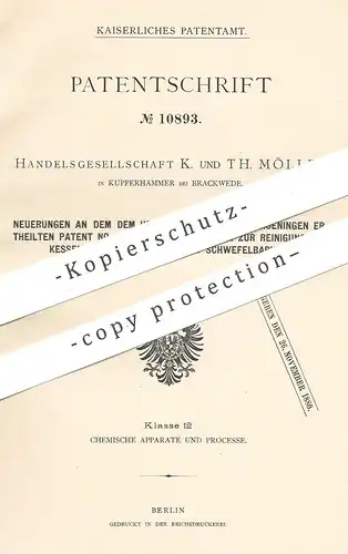 original Patent - K. & Th. Möller , Kupferhammer / Brackwede , 1879 , Kesselspeisewasser | Schwefelbaryum | O. Bourjau !