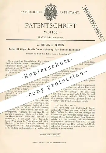 original Patent - W. Hujan , Berlin , 1884 , Türschloss | Tür , Schloss | Türband , Türen , Schlosser , Schlosserei !!!