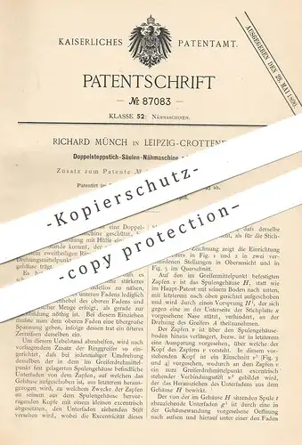 original Patent - Richard Münch , Leipzig / Crottendorf , 1895 , Doppelsteppstich - Säulen - Nähmaschine | Schneider !!