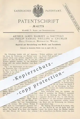original Patent - Arthur James Maskrey , Nautyglo | Philip Samuel Phillips , Crumlin Monmouth Wales , Weißblech , Blech
