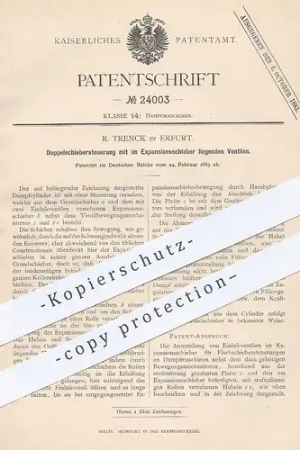 original Patent - R. Trenck , Erfurt , 1883 , Doppelschiebersteuerung mit Ventil im Expansionschieber | Dampfmaschine !!