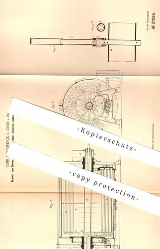 original Patent - Gebr. Stollwerck , Köln / Rhein 1885 , Darren & Rösten von Malz , Cichorien , Kaffee , Kakao | Röstung