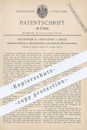 original Patent - Reichenheim & Oppenheimer , Berlin 1886 , Schutz an Wringmaschine , Walzwerk | Waschmaschine Schleuder