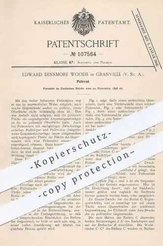 original Patent - Edward Dinsmore Woods , Granville , USA , 1898 ,  Polierrad | Rad zum Polieren | Poliermaschine !!!