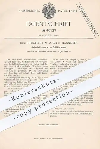 original Patent - Steinfeldt & Koch , Hannover , 1888 , Schutz am Schlittschuh | Schlittschuhe , Wintersport , Schuh !!!