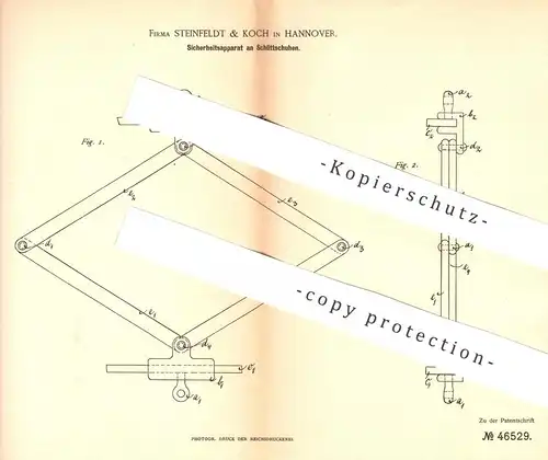 original Patent - Steinfeldt & Koch , Hannover , 1888 , Schutz am Schlittschuh | Schlittschuhe , Wintersport , Schuh !!!