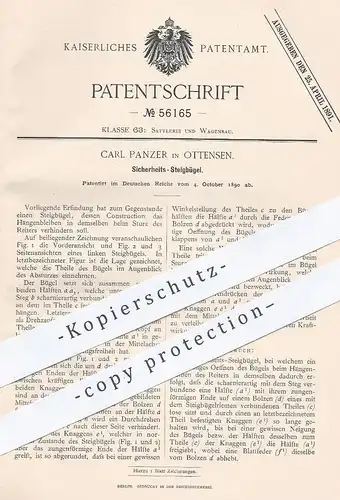 original Patent - Carl Panzer , Hamburg Ottensen  1890 , Sicherheits- Steigbügel | Reiter , Pferd , Pferdesport , Reiten