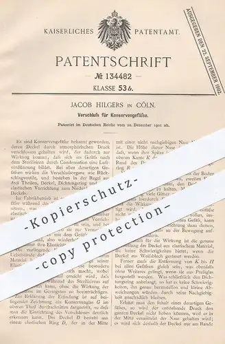 original Patent - Jacob Hilgers , Köln / Rhein , 1901 , Verschluss für Konservengefäße | Konserve , Dose , Blechdose !!