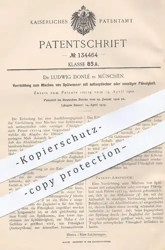original Patent - Dr. Ludwig Donlé , München  1902 , Mischen von Spülwasser | Mischbatterie , Boiler , Wasser , Klempner