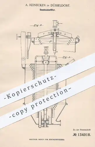 original Patent - A. Reinicken , Düsseldorf , 1901 , Sandsäulenfilter | Wasser , Sand , Filter , Filtrieren , Filtern !