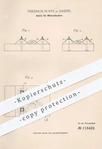 original Patent - Friedrich Runte , Danzig , 1900 , Sockel für Milchschleuder | Schleuder für Milch | Landwirtschaft !!