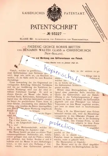 original Patent - Frederic George Morris Britten und Benjamin Walter Glass in Christchurch , New-Sealand , 1897 , !!!