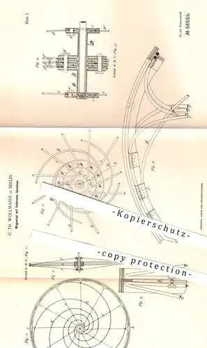 original Patent - C. Th. Wollmann , Berlin , 1890 , Wagenrad mit federnden Speichen | Rad , Räder , Kutsche , Wagen !!!