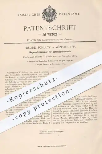 original Patent - Eduard Schultz , Münster , 1894 , Magermilchkammer für Schleudertrommeln | Milch , Landwirtschaft !!