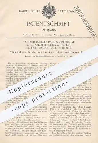 original Patent - Richard R. P. Schmiedecke | Emil O. Gade , Berlin Charlottenburg 1893 , Trommel zur Malz - Herstellung
