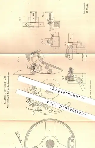 original Patent - M. J. Lutz , Offenbach / Main , 1889 , Buchpressen , Steindruckschnellpressen | Druckpressen , Pressen