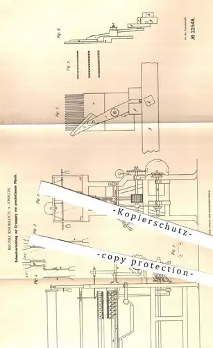 original Patent - Bruno Knobloch in Apolda , 1882 , Schneiden von Plüsch , Scheermaschine , Scheeren , Weber , Weberei !