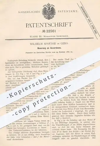 original Patent - Wilhelm Spaethe , Gera , 1882 , Akkordeon , Akkordeons | Musikinstrumente , Musik , Harmonika !!!