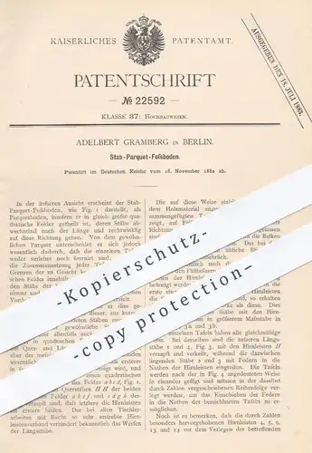 original Patent - Adelbert Gramberg , Berlin , 1882 , Stab - Parkett - Fußboden | Parkettboden , Holz , Holzparkett