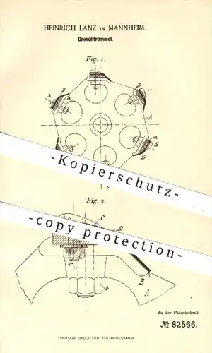 original Patent - Heinrich Lanz , Mannheim  1894 , Dreschtrommel | Dreschmaschine , Drescher , Dreschen , Landwirtschaft