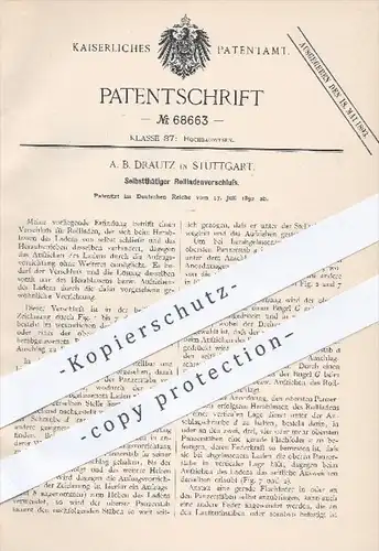 original Patent - A. B. Drautz in Stuttgart , 1892 , Verschluss für Rollladen , Rollläden , Fensterrollladen , Fenster !