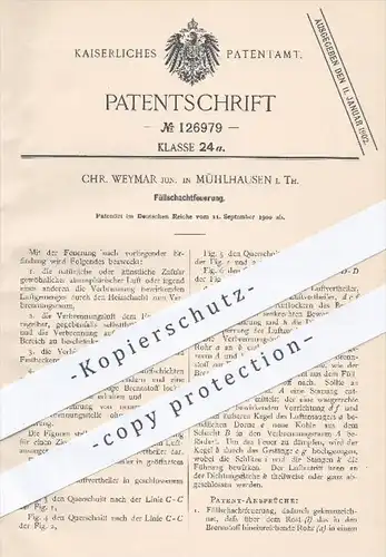 original Patent - Chr. Weymar Junior , Mühlhausen , 1900 , Füllschachtfeuerung , Feuerung , Ofen , Öfen , Heizung !!!