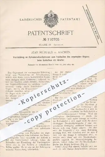 original Patent - J. Hürfeld , Aachen , 1899 , Zylinderschnellpresse , Presse , Pressen , Druck , Druckerei , Buchdruck