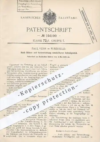 original Patent - P. Veeh , Elberfeld , 1905 , in Höhe- u. Seitenrichtung einstellbares Schießgestell , Waffen , Gewehre