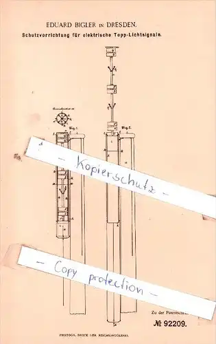 Original Patent  - Eduard Bigler in Dresden , 1896 , Signalwesen !!!