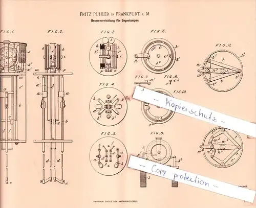 Original Patent  - Niewerth & Cie in Berlin , 1895 , Regelungs-Vorrichtung für Bogenlampen !!!