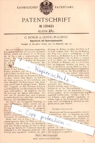 Original Patent  - C. Dosch in Leipzig-Plagwitz , 1900 , Kapselwerk mit Spannungsausgleich !!!