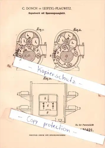 Original Patent  - C. Dosch in Leipzig-Plagwitz , 1900 , Kapselwerk mit Spannungsausgleich !!!