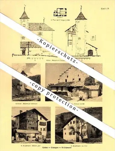 Photographien / Ansichten , 1935 , Grone , Granges , St. Léonard , Sierre / Siders , Prospekt , Architektur , Fotos !!!