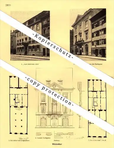 Photographien / Ansichten , 1927 , Winterthur , Rathaus , Pflanzschul , Marktgasse , Prospekt , Architektur , Fotos !!!