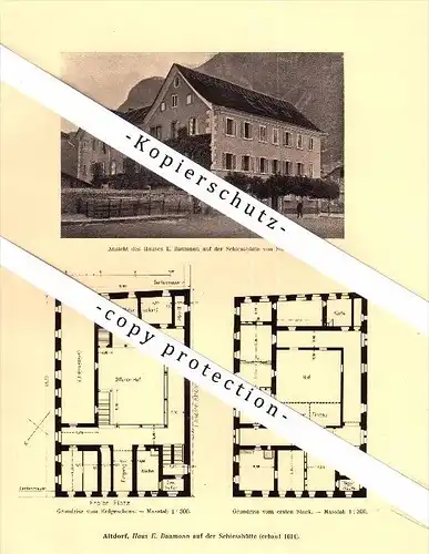 Photographien / Ansichten , 1910 , Altdorf , Haus E. Baumann , Schiesshütte , Prospekt , Architektur , Fotos !!!