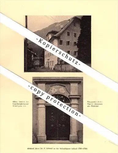 Photographien / Ansichten , 1910 , Altdorf , Haus Dr. F. Schmid , Schmidgasse , Prospekt , Architektur , Fotos !!!