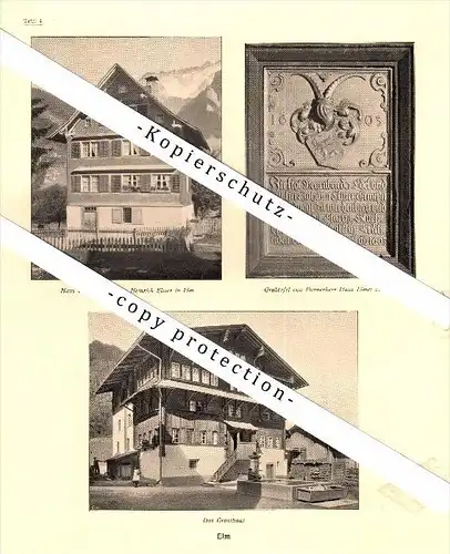 Photographien  / Ansichten , 1919 , Elm und  Glarus , Prospekt , Fotos , Architektur !!!