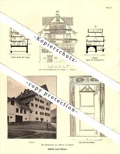 Photographien  / Ansichten , 1919 , Mollis , Mitlödi und Nidfurn , Prospekt , Fotos , Architektur !!!