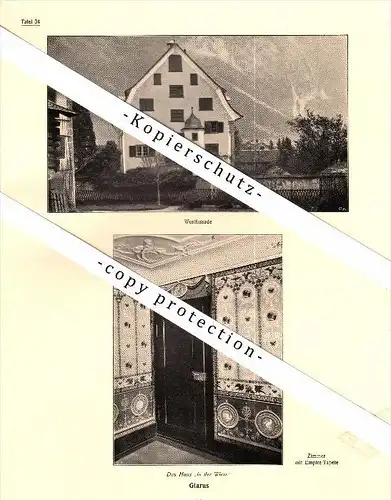 Photographien  / Ansichten , 1919 , Glarus , Das Haus in der Wiese , Prospekt , Fotos , Architektur !!!