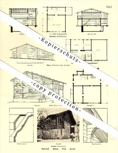 Photographien / Ansichten , 1937 , Flüeli-Ranft , Ettisried , Büren , Ewil und Giswil Prospekt , Fotos , Architektur !!!