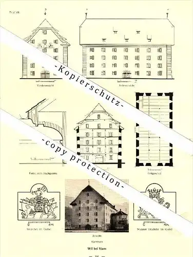 Photographien / Ansichten , 1937 , Wil bei Stans und Sachseln , Kornhaus , Prospekt , Fotos , Architektur !!!