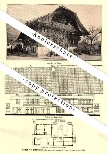 Photographien / Ansichten , 1917 , Matten bei Interlaken , Aarmühle , Prospekt , Fotos , Architektur !!!