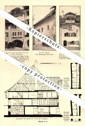 Photographien / Ansichten , 1917 , Büren an der Aare , Prospekt , Fotos , Architektur !!!