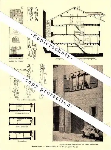 Photographien / Ansichten ,1917, Neuenstadt / Neuveville , Prospekt , Fotos , Architektur !!!
